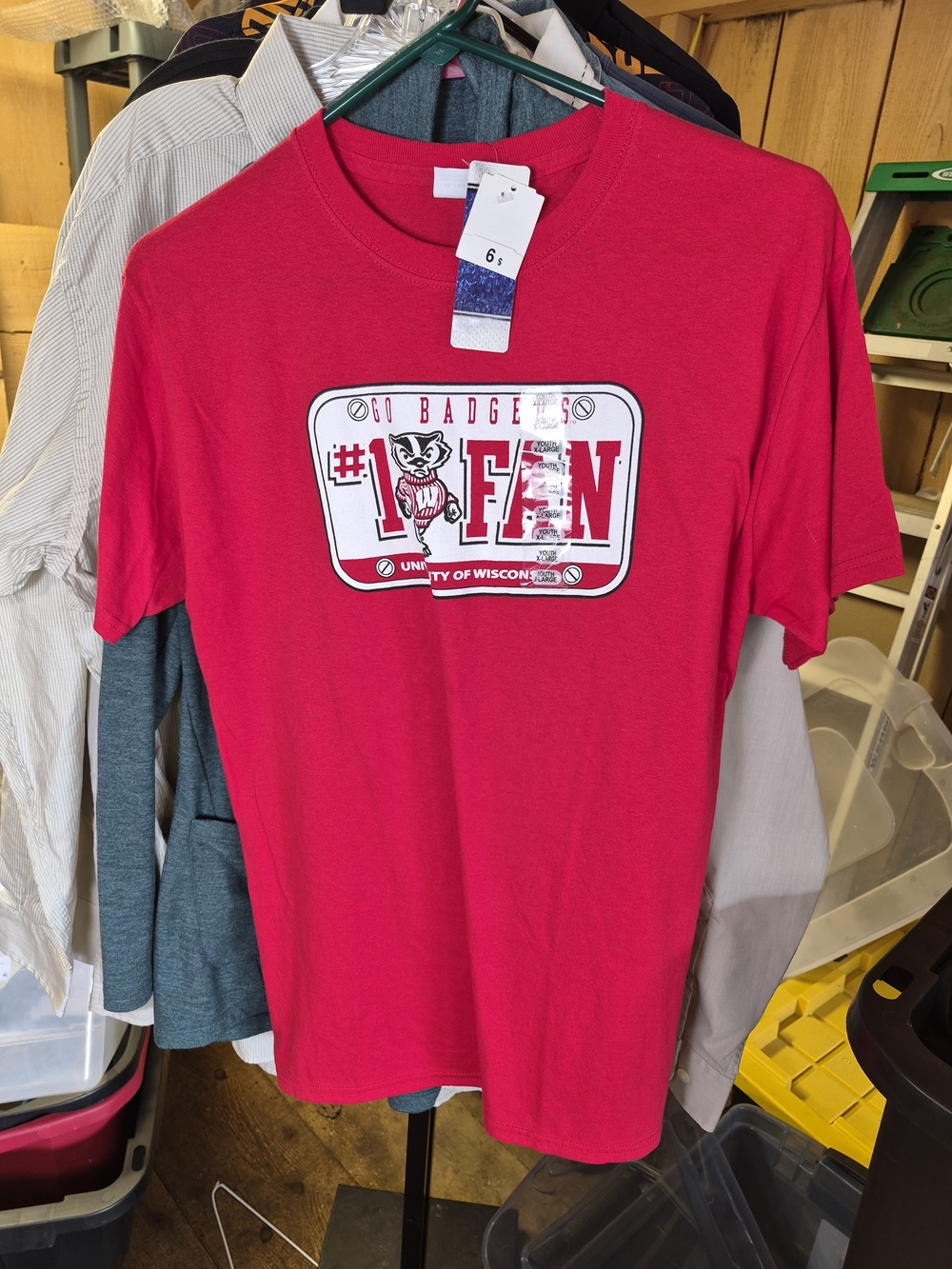 Hanes Bright Red University License Plate Graphic Tee Bin 52